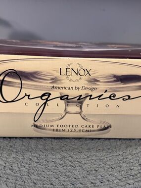 Lenox Crystal Organics Collection Footed Cake Plate/Stand in Box